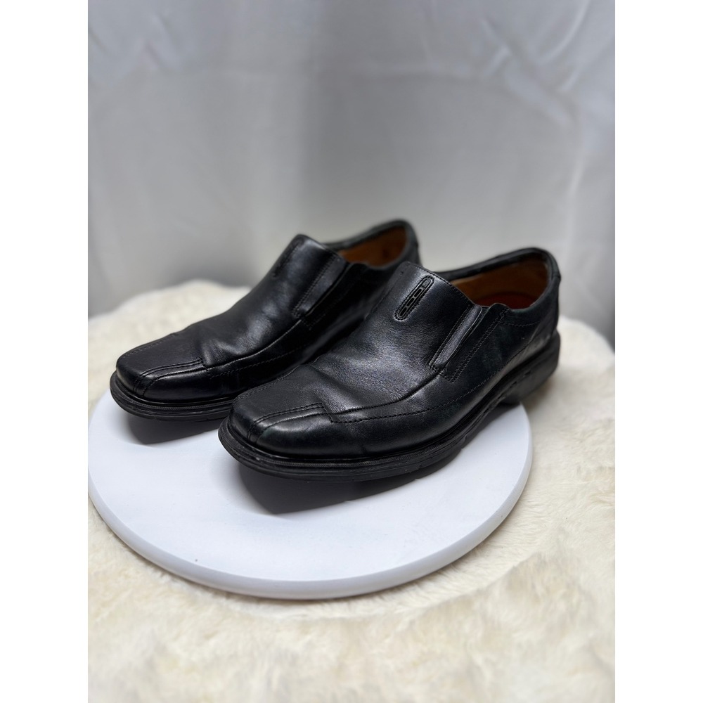 Clarks Mens Unstructured‎ Un.Sheridan Black Leather Slip-on Loafers Size 10.5
